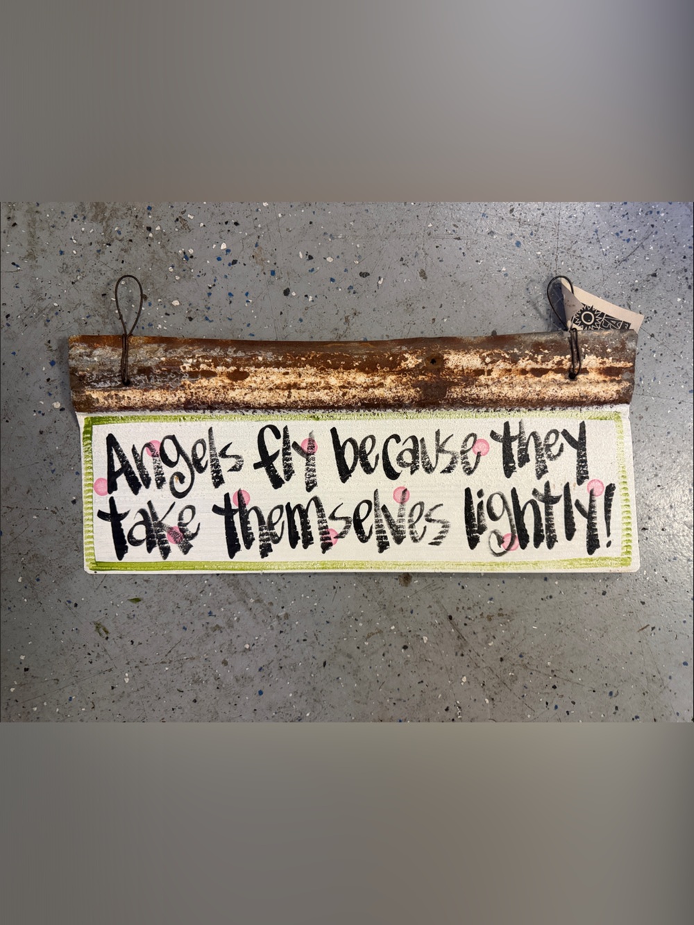 Hand-Painted Inspirational Wall Sign - Pink & Green Accents